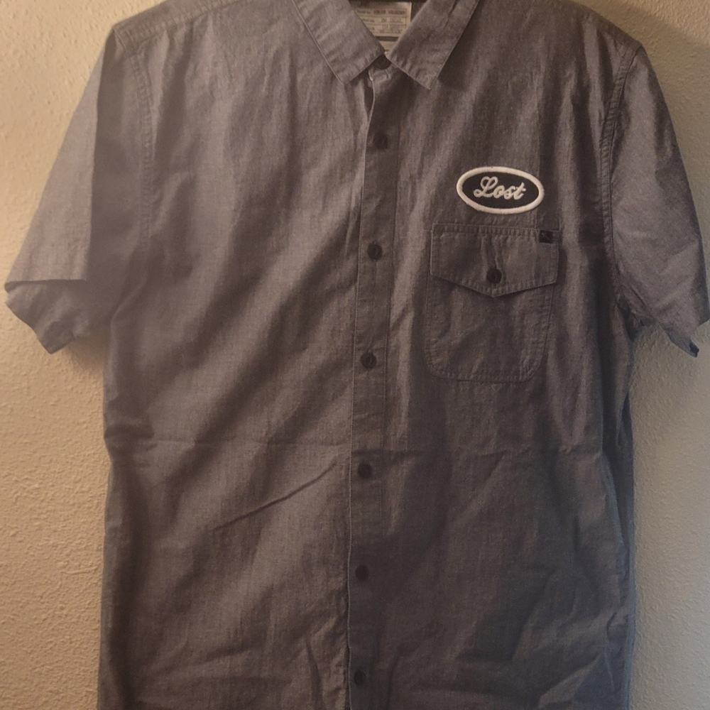 Lost Surf Brand Jobless Collection Men's Gray Short Sleeve Shirt Size L
